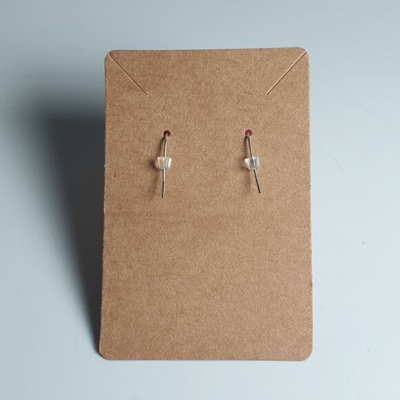 Handmade Dangle Earrings Glass Beads and Brown Oval Stones for Women Jewelry - Picture 3 of 3